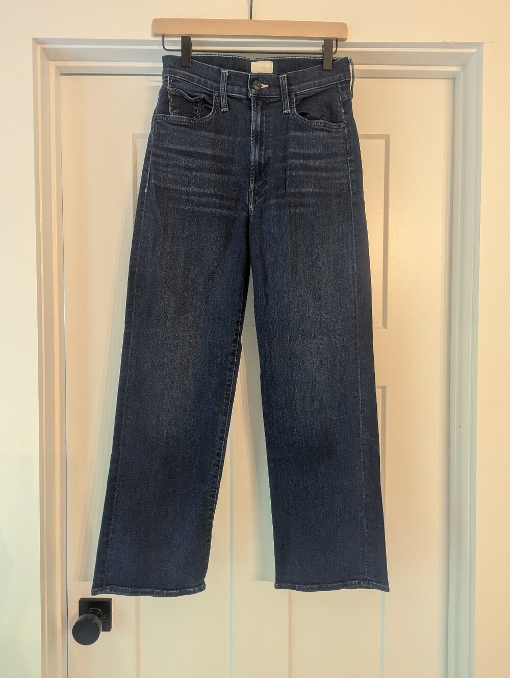 MOTHER Dark Wash High-Rise Cropped Straight Jeans - Picture 1 of 6